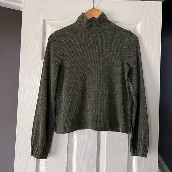 Madewell Bubble Sleeve Heathered Swing Turtleneck Top Medium - Picture 1 of 3